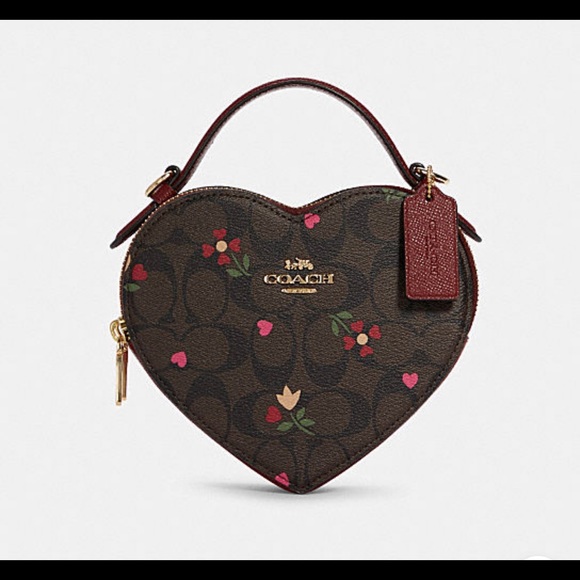 Coach Handbags - COACH HEART CROSSBODY SIGNATURE CANVAS HEART PETAL PRINT NWOT